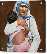 Mother Teresa Holding A Child Acrylic Print