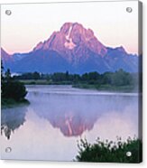 Mount Moran Reflected In Snake River At Acrylic Print
