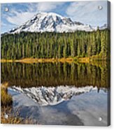 Mount Rainier And Reflection Lakes In The Fall Acrylic Print