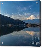 Mountain Fuji View From The Lake In Japan. Acrylic Print
