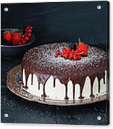 Mousse Cake With Chocolate Icing And Acrylic Print