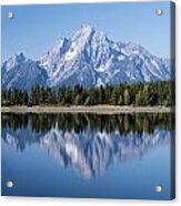 Mt. Moran At Grand Tetons With Reflection In Lake Acrylic Print