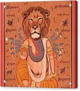 Narsimha Ganesha Miniature Painting India Vedic Artwork Online Art Acrylic Print