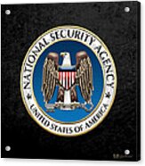 National Security Agency - N S A Emblem On Black Velvet Acrylic Print