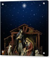 Nativity Scene At Night (with Stable) Acrylic Print