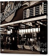 New York At Night - Brooklyn Diner - Sepia Acrylic Print