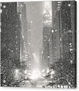 New York City - Winter Night Overlooking The Chrysler Building Acrylic Print