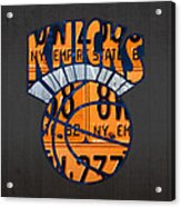 New York Knicks Basketball Team Retro Logo Vintage Recycled New York License Plate Art Acrylic Print