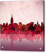 New York Skyline Red Acrylic Print