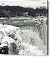 Niagara Falls In Winter 0f 2014 Partially Frozen Over Acrylic Print