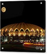 Night And Moon Wvu Basketball Arena Acrylic Print