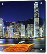 Night Photography At Victoria Harbour Acrylic Print