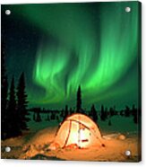 Northern Lights Over Tent Acrylic Print