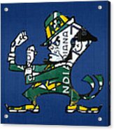 Notre Dame Fighting Irish Leprechaun Vintage Indiana License Plate Art Acrylic Print