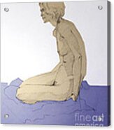 Nude Figure In Blue Acrylic Print