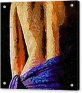 Nude With Purple Scarf Acrylic Print