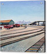 Oakland Train Tracks And San Francisco Skyline Acrylic Print