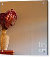 Office After-hours - Vase With Purple And Orange Dried Flowers - With Rainbow Light Acrylic Print