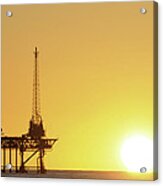 Offshore Oil Rig And Sun Acrylic Print