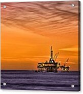 Oil Platform At Sunset Acrylic Print