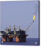 Oil Production Platform With Flare Acrylic Print