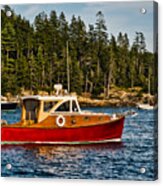 New England Vintage Red Cabin Cruiser Acrylic Print