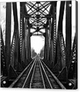 Old Huron River Rxr Bridge Black And White Acrylic Print