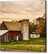 Old Red Barn And Silo Acrylic Print