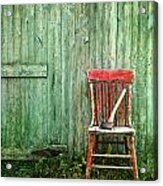 Old Red Chair Near A Barn/digital Oil Painting Acrylic Print