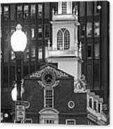Old State House In Boston Black And White Acrylic Print