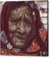 Old Tribal Woman From India Acrylic Print