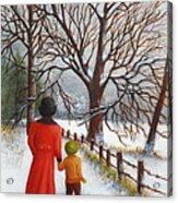 On A Wintry Walk With Gran Acrylic Print