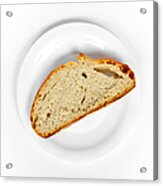 One Slice Of Bread White Plate And Background Acrylic Print