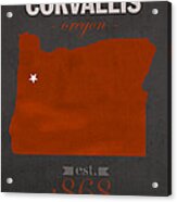 Oregon State University Beavers Corvallis College Town State Map Poster Series No 087 Acrylic Print