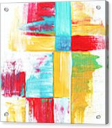 Original Bold Colorful Abstract Painting Patchwork By Madart Acrylic Print