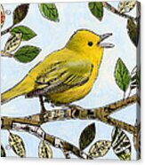 Original Music Bird Art Print Painting ... The Finch's Song Acrylic Print