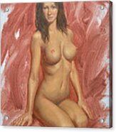 Original Oil Painting Nude Girl Art Female Nude On Canvas#16-2-6-04 Acrylic Print