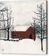 Original Painting Red Barn Snow Maryland Acrylic Print