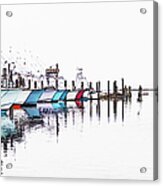 Outer Banks Fishing Boats Sketch #4 Acrylic Print