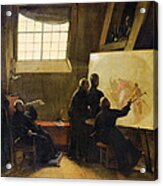 Padre Pozzo Painting In His Studio Surrounded By Monks Of His Order Acrylic Print