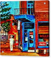 Paintings Of Montreal Memories Moe Wilenskys Famous Corner Deli  Montreal Spring City Scene Acrylic Print
