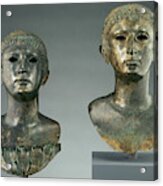 Pair Of Portrait Busts Of Youths And Two Marble Eyes Acrylic Print