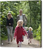 Parents And Daughters Running Acrylic Print