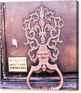 Paris Door Photography - Paris Pink Lavender Door Knocker - Paris Door Architecture Acrylic Print