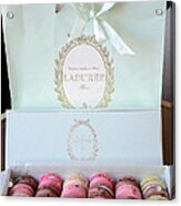 Paris Laduree Macarons - Dreamy Laduree Box Of French Macarons With Laduree Bag Acrylic Print