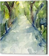 Path Conservatory Garden Central Park Watercolor Painting Acrylic Print
