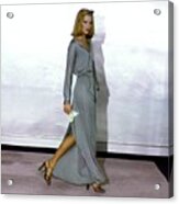 Patti Hansen Wearing A Gray Dress Acrylic Print