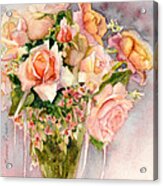 Peach Roses In Vase Acrylic Print