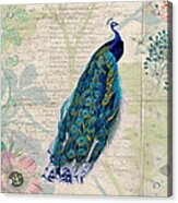 Peacock And Botanical Art Acrylic Print