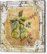 Pears And Dragonfly On Vintage Tin Acrylic Print